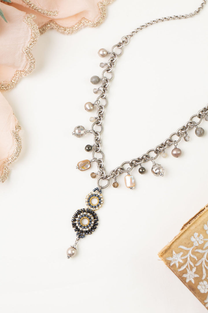 Windsor Castle 17.5-19.5" Abalone, Freshwater Pearl, Crystal Statement Necklace