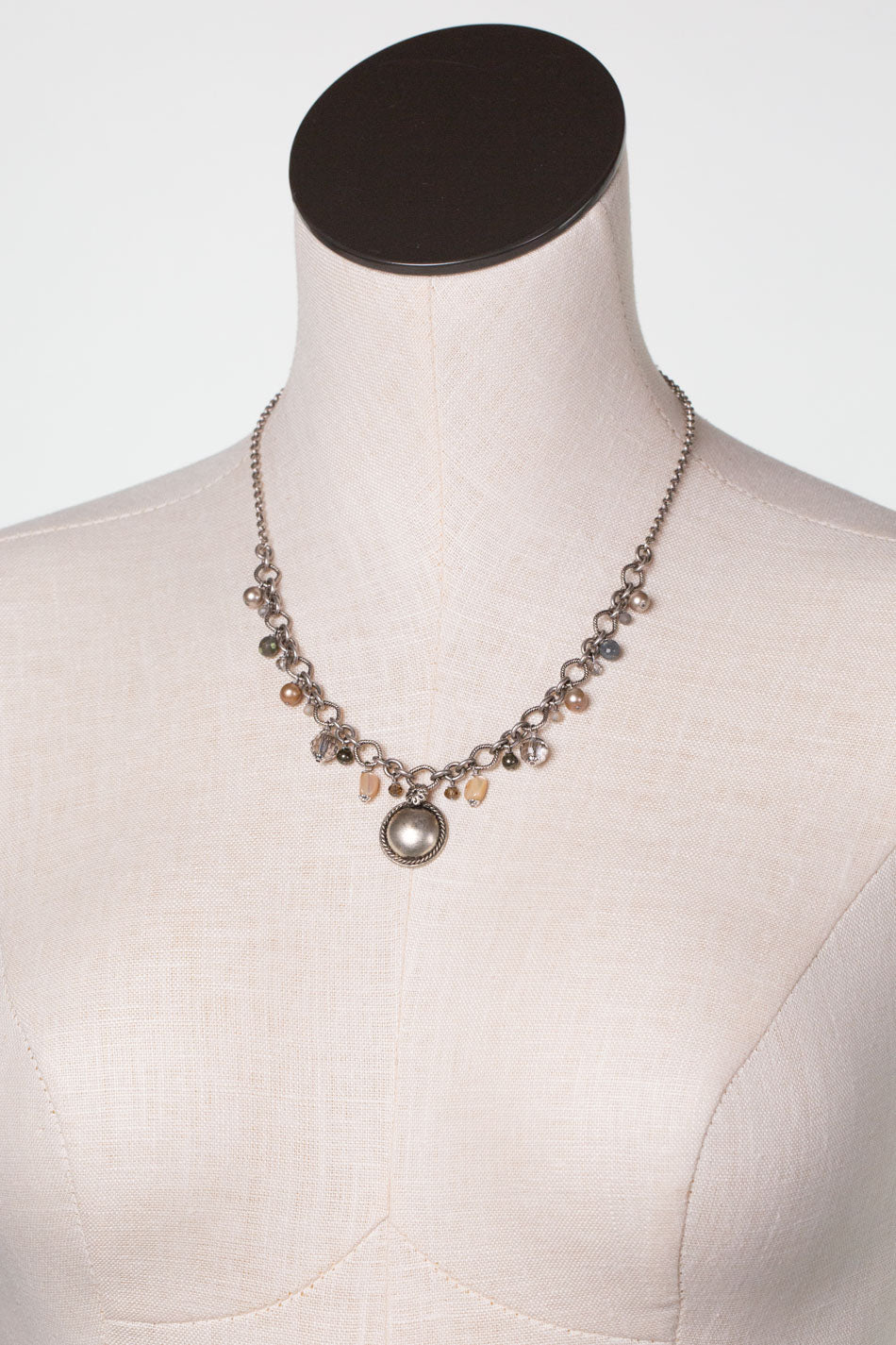 Windsor Castle 17.5-19.5" Abalone, Freshwater Pearl, Crystal Statement Necklace