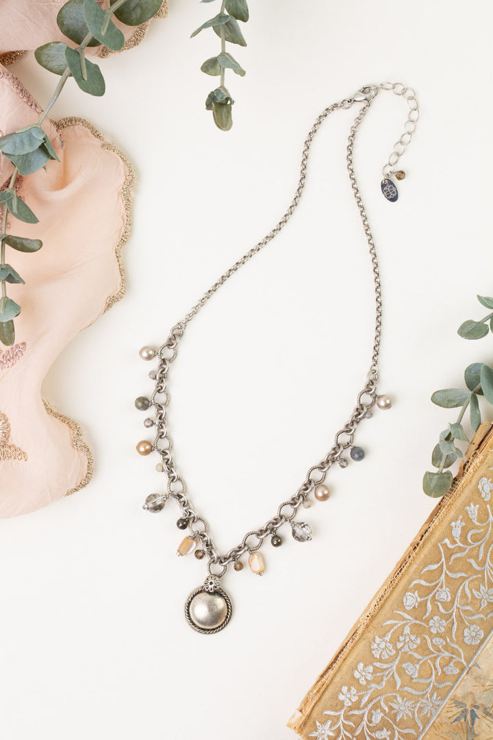 Windsor Castle 17.5-19.5" Abalone, Freshwater Pearl, Crystal Statement Necklace