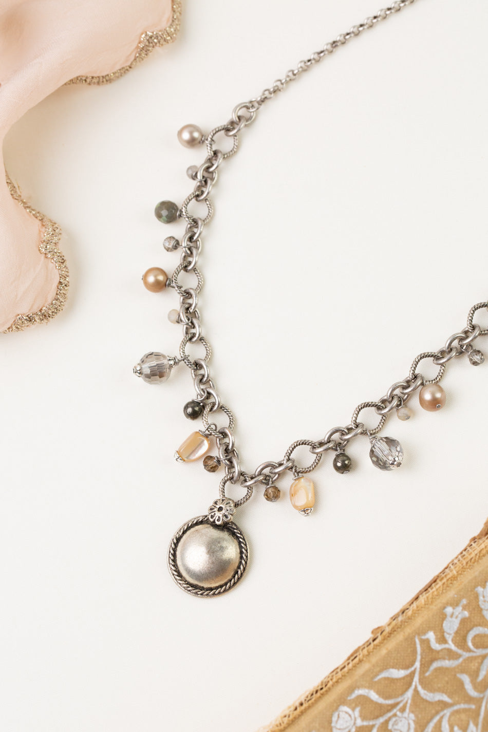 Windsor Castle 17.5-19.5" Abalone, Freshwater Pearl, Crystal Statement Necklace