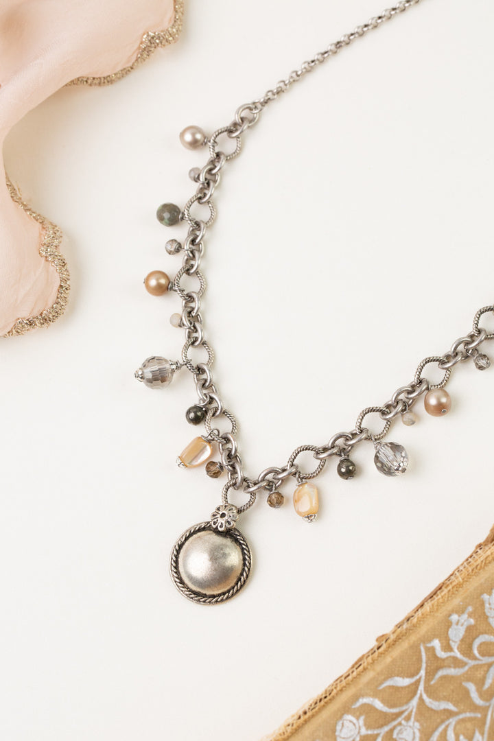 Windsor Castle 17.5-19.5" Abalone, Freshwater Pearl, Crystal Statement Necklace