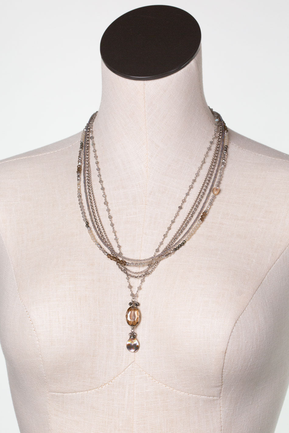 Windsor Castle 21-23" Labradorite, Pyrite, Abalone Multistrand Necklace