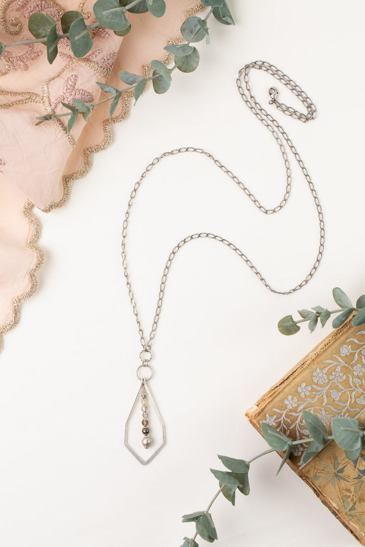 Windsor Castle 16 Or 32" Crystal, Pyrite, Pearl Simple Necklace