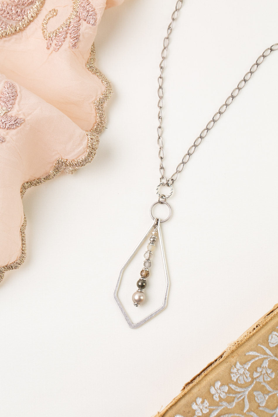 Windsor Castle 16 Or 32" Crystal, Pyrite, Pearl Simple Necklace