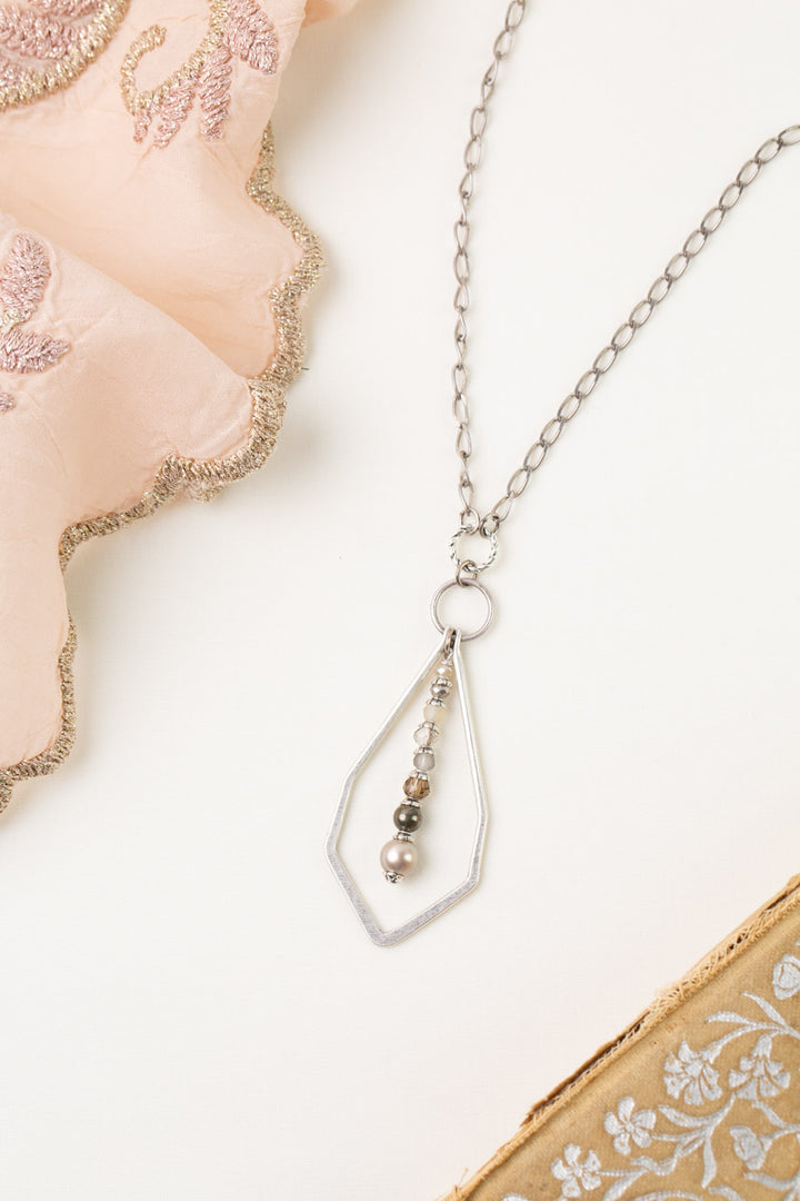 Windsor Castle 16 Or 32" Crystal, Pyrite, Pearl Simple Necklace