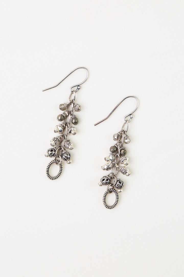 Windsor Castle Antique Silver Findings, Pyrite Dangle Earrings