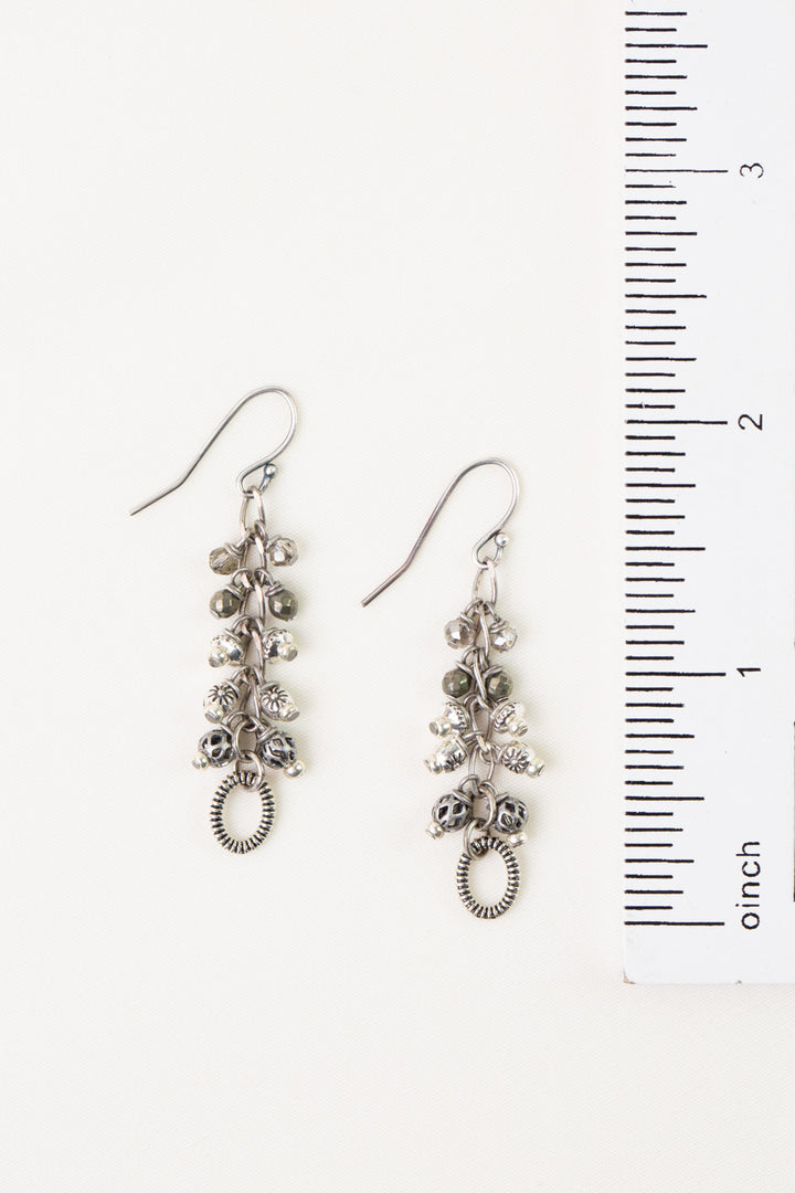 Windsor Castle Antique Silver Findings, Pyrite Dangle Earrings
