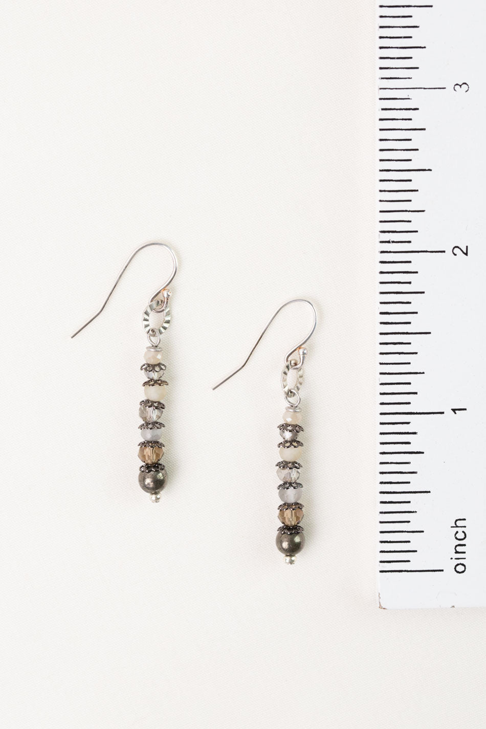 Windsor Castle Antique Silver Finding, Pyrite, Crystal Simple Earrings