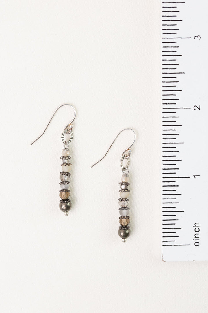 Windsor Castle Antique Silver Finding, Pyrite, Crystal Simple Earrings