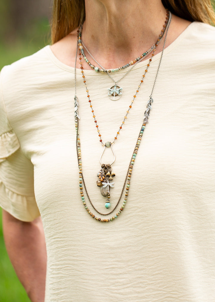 Wisdom Within 34.5-36.5" Blue Calcite, Shell, Czech Glass Multistrand Necklace