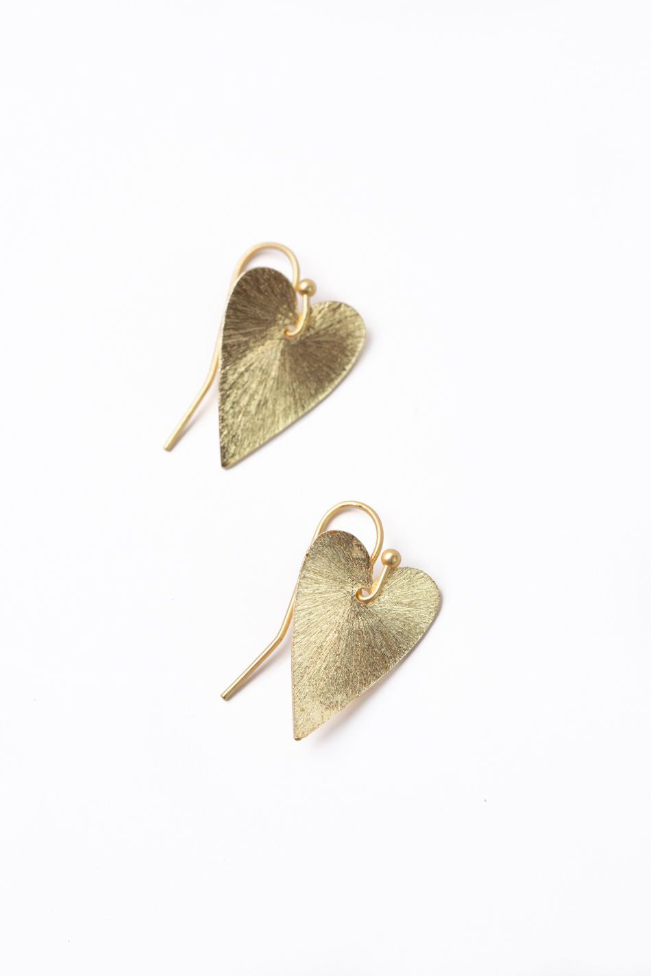 Brushed Gold Heart Earrings