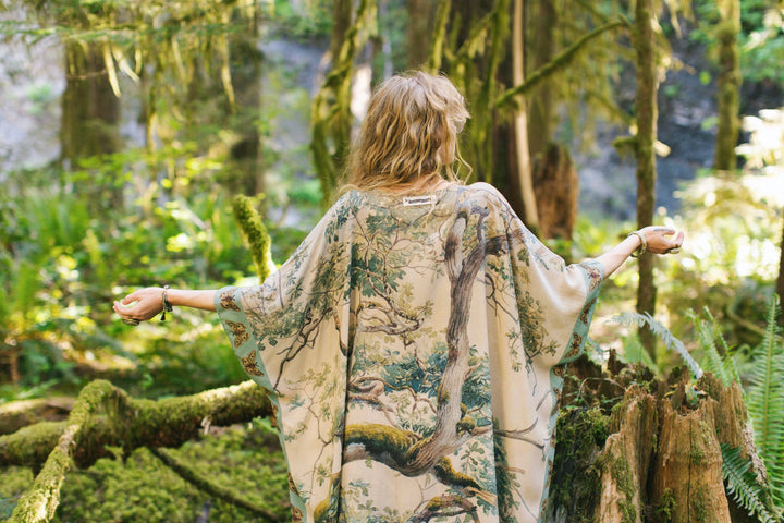 Earth & Sky Bohemian Goddess Starduster Kimono w/Trees
