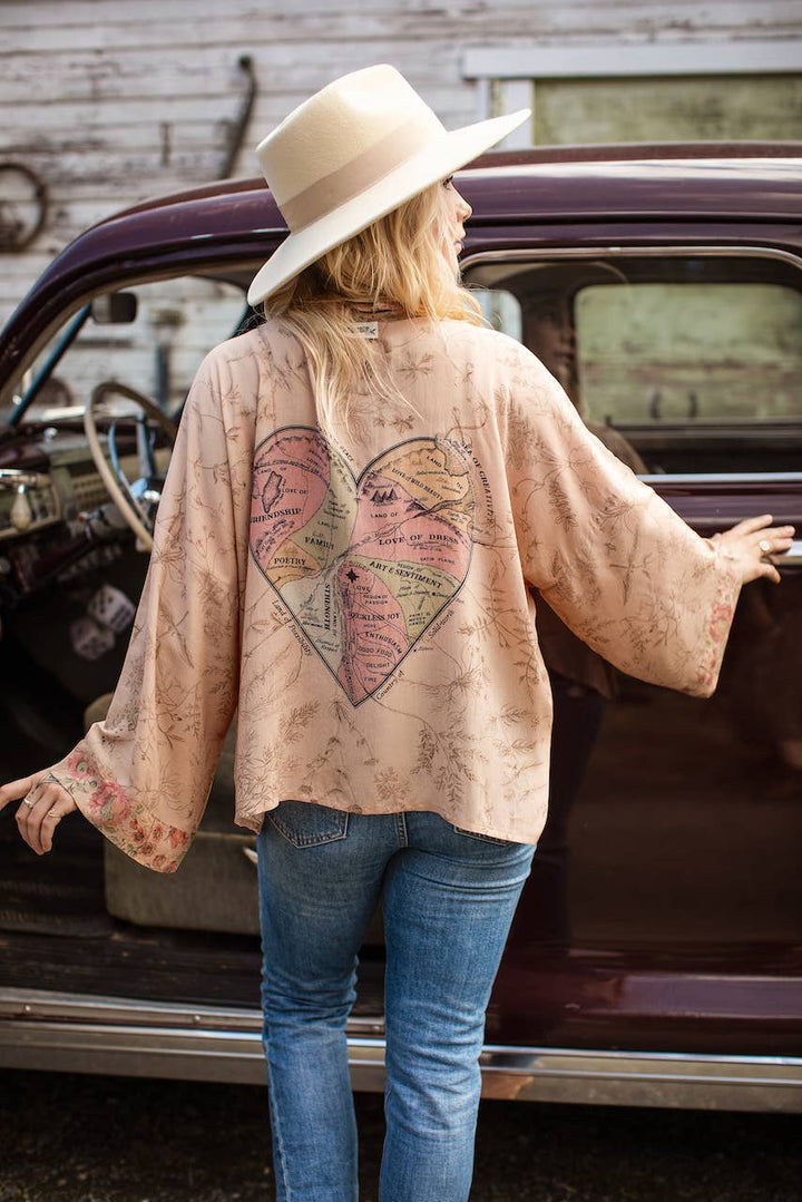 Map of My Heart Pixie Duster Cropped Kimono w/ Heart