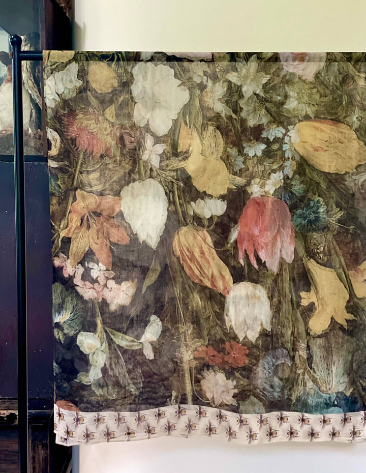 I Dream In Flowers Bohemian  Scarf with Bees