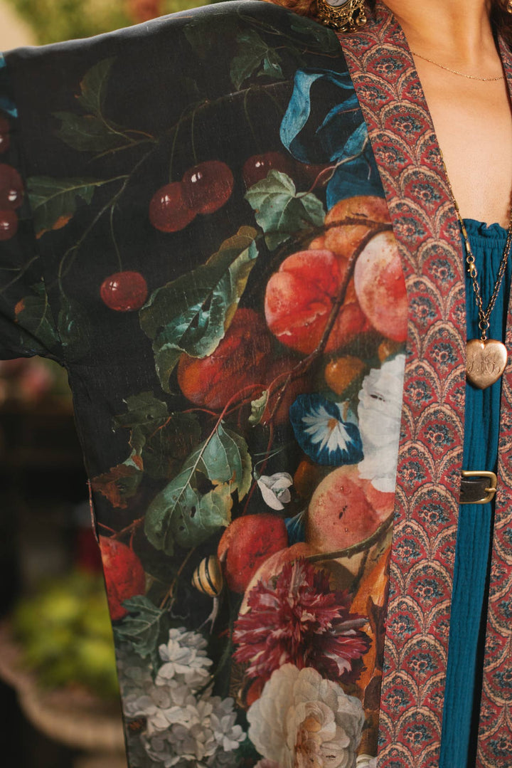 Flight of Fancy Opera Duster Kimono Robe Hummingbird Print