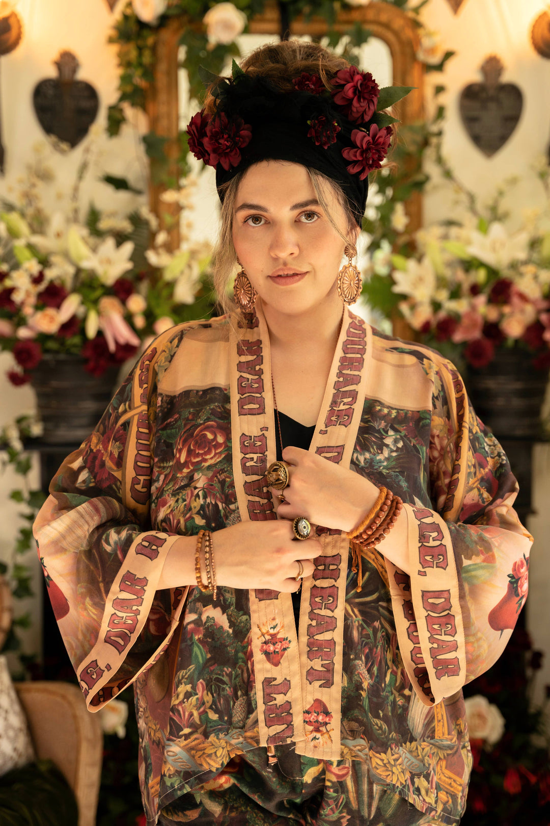 Courage Dear Heart Pixie Duster Crop Kimono w/ Sacred Heart