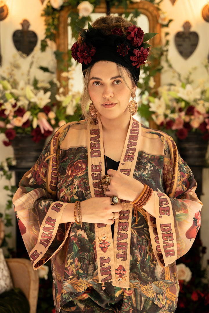 Courage Dear Heart Pixie Duster Crop Kimono w/ Sacred Heart