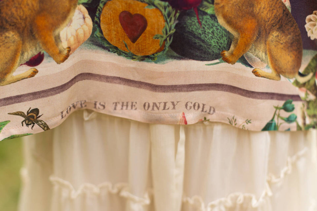 Stay Gold Pixie Duster Cropped Kimono w/ Rabbits and Bees