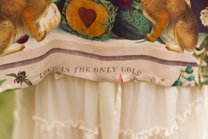 Stay Gold Pixie Duster Cropped Kimono w/ Rabbits and Bees