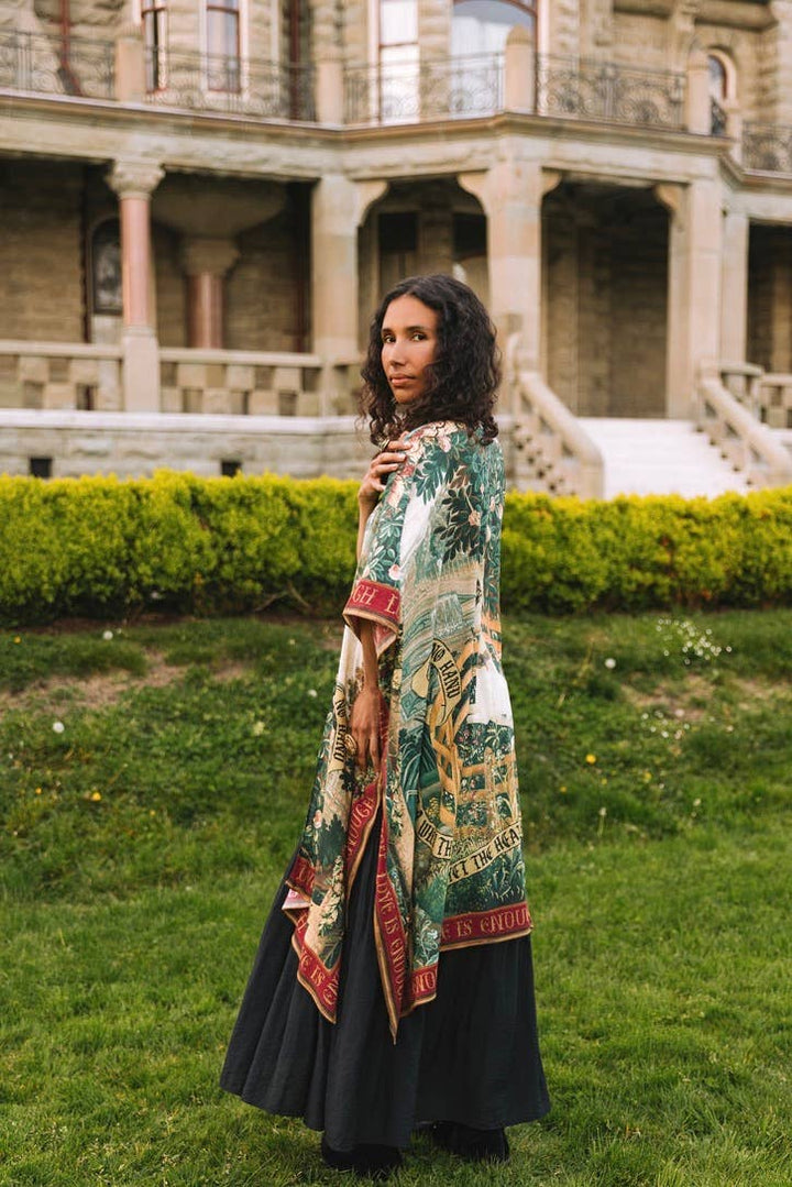 Wildheart Goddess Duster Kimono w/ Florals, Unicorn & Castle
