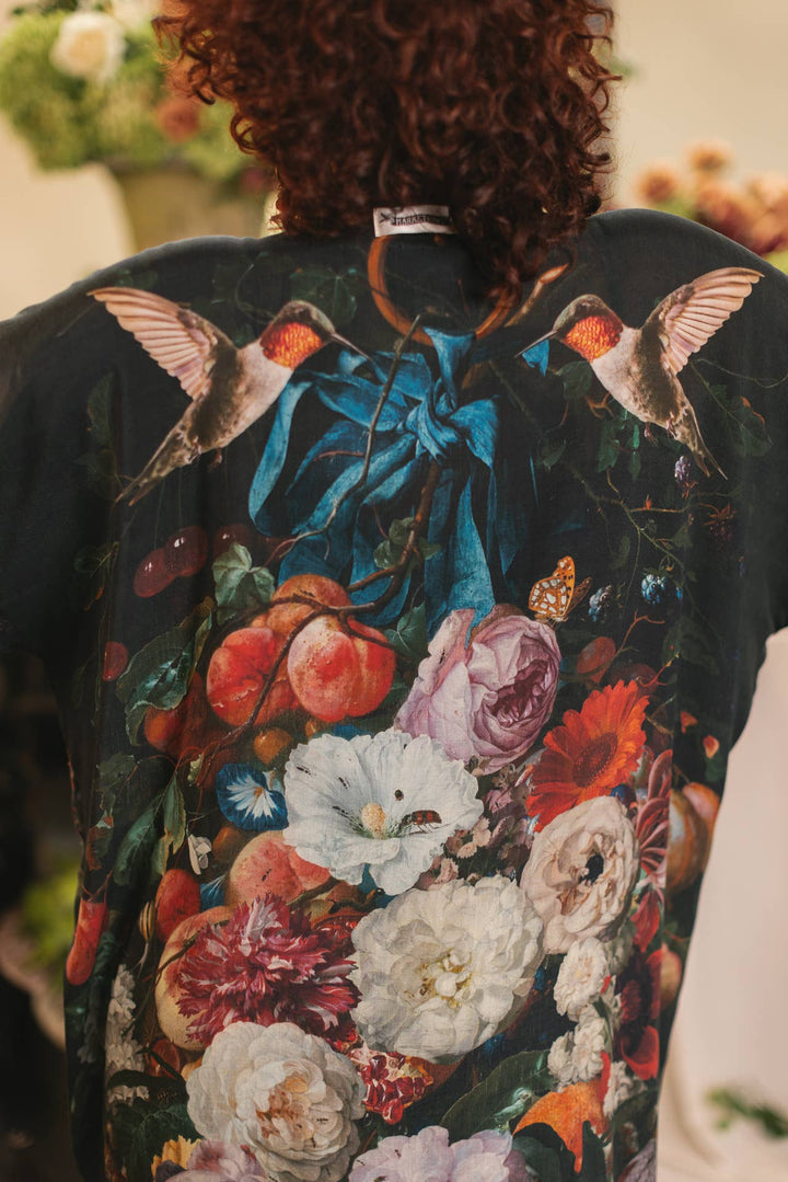 Flight of Fancy Opera Duster Kimono Robe Hummingbird Print