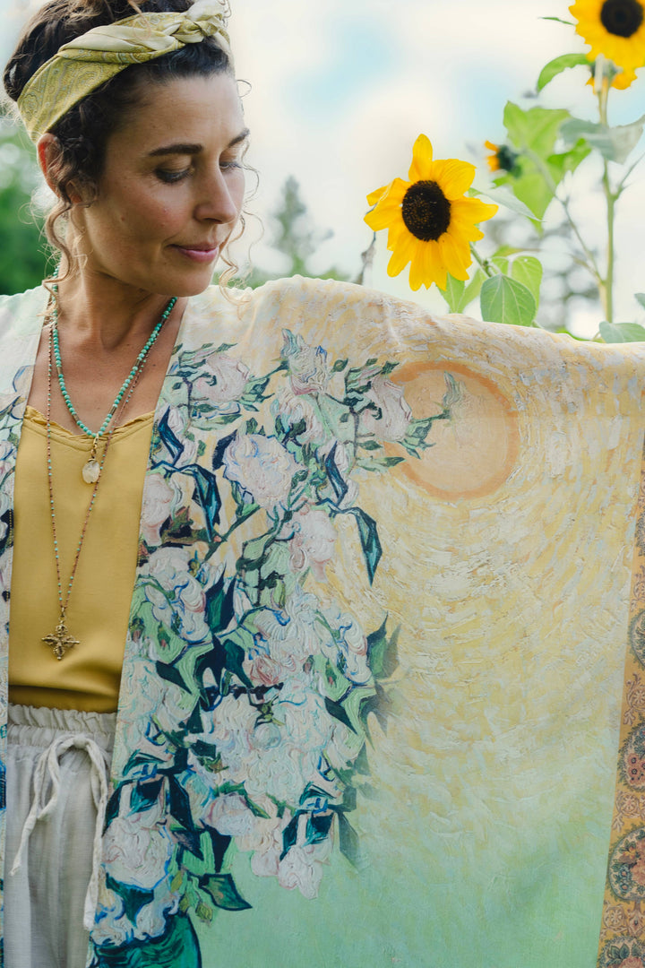 I Paint My Dream Bohemian Van Gogh Goddess Kimono