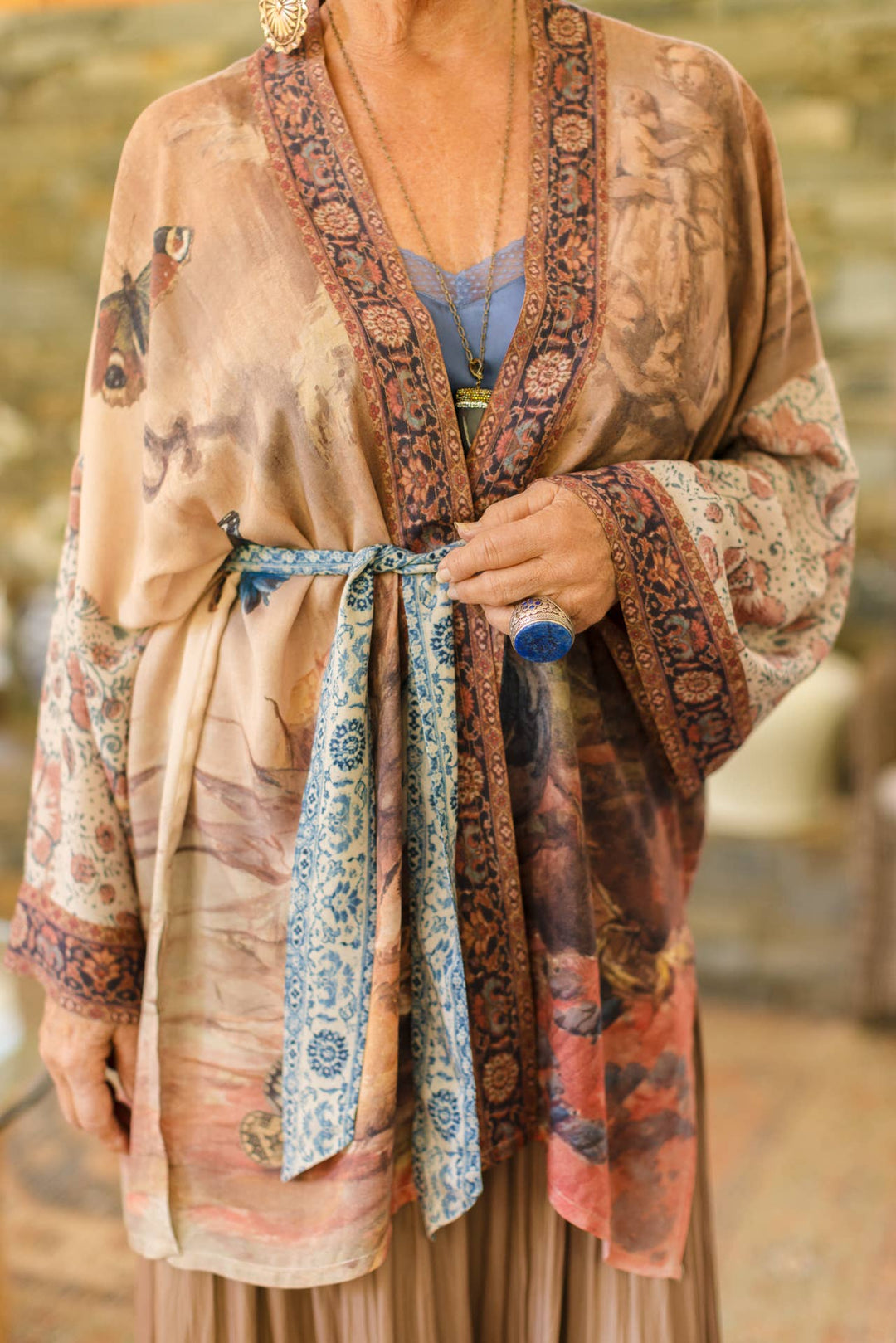 The Storyteller Matinée Duster Kimono w/ Sunflowers, Pottery