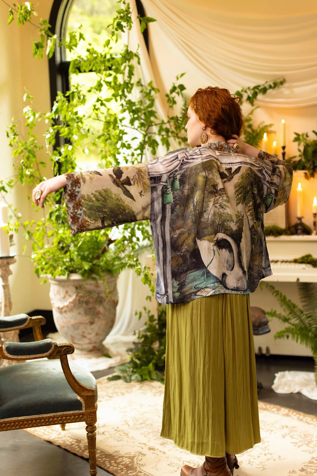 Theatre of Dreams Pixie Duster Cropped Kimono w/ Swan