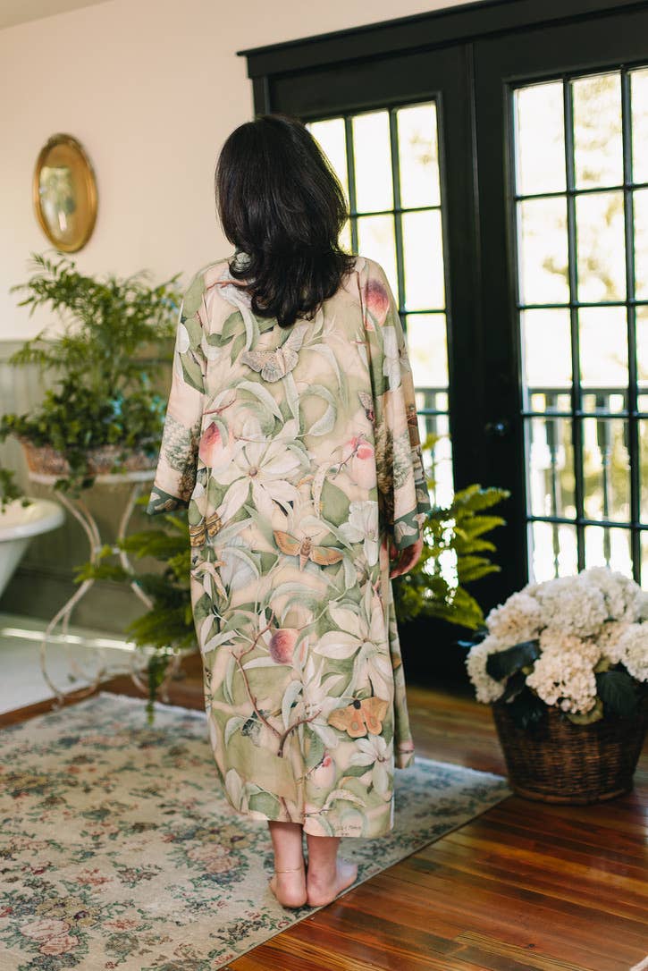 Fleur De Soleil Opera Duster Kimono Robe w/ Florals
