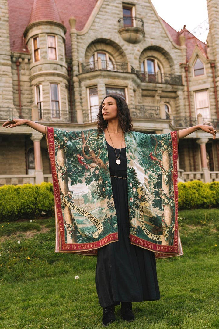 Wildheart Goddess Duster Kimono w/ Florals, Unicorn & Castle