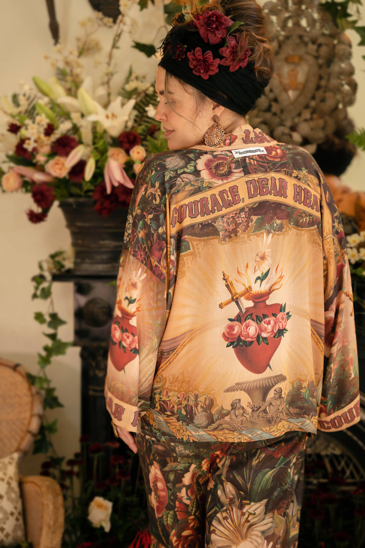 Courage Dear Heart Pixie Duster Crop Kimono w/ Sacred Heart