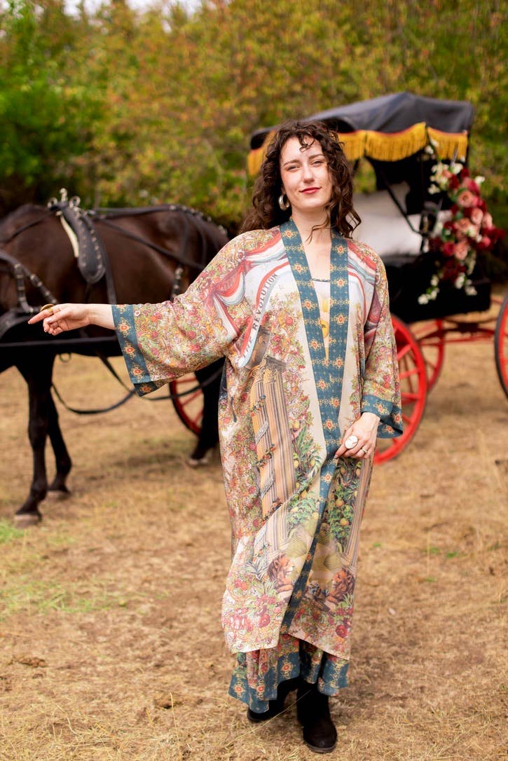 Love Revolution Opera Duster Kimono Robe w/ horse & florals