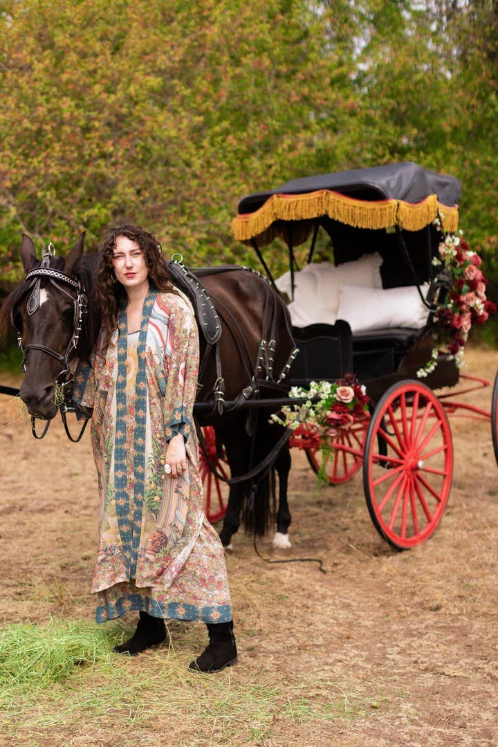 Love Revolution Opera Duster Kimono Robe w/ horse & florals