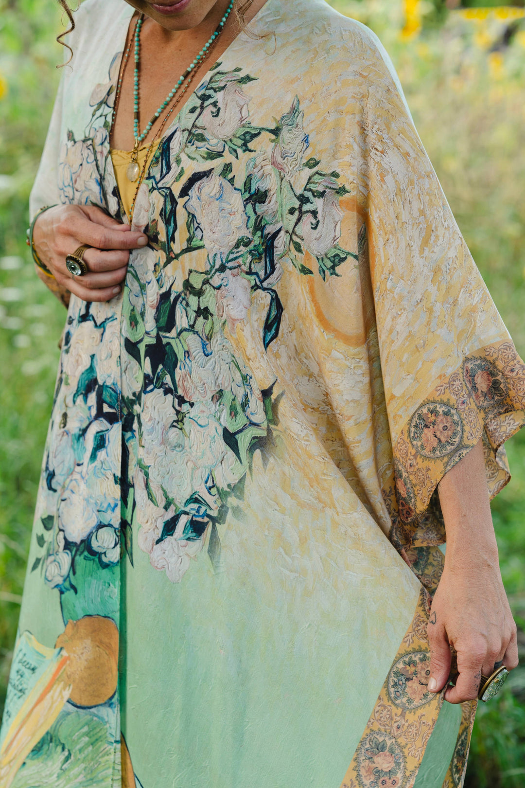 I Paint My Dream Bohemian Van Gogh Goddess Kimono