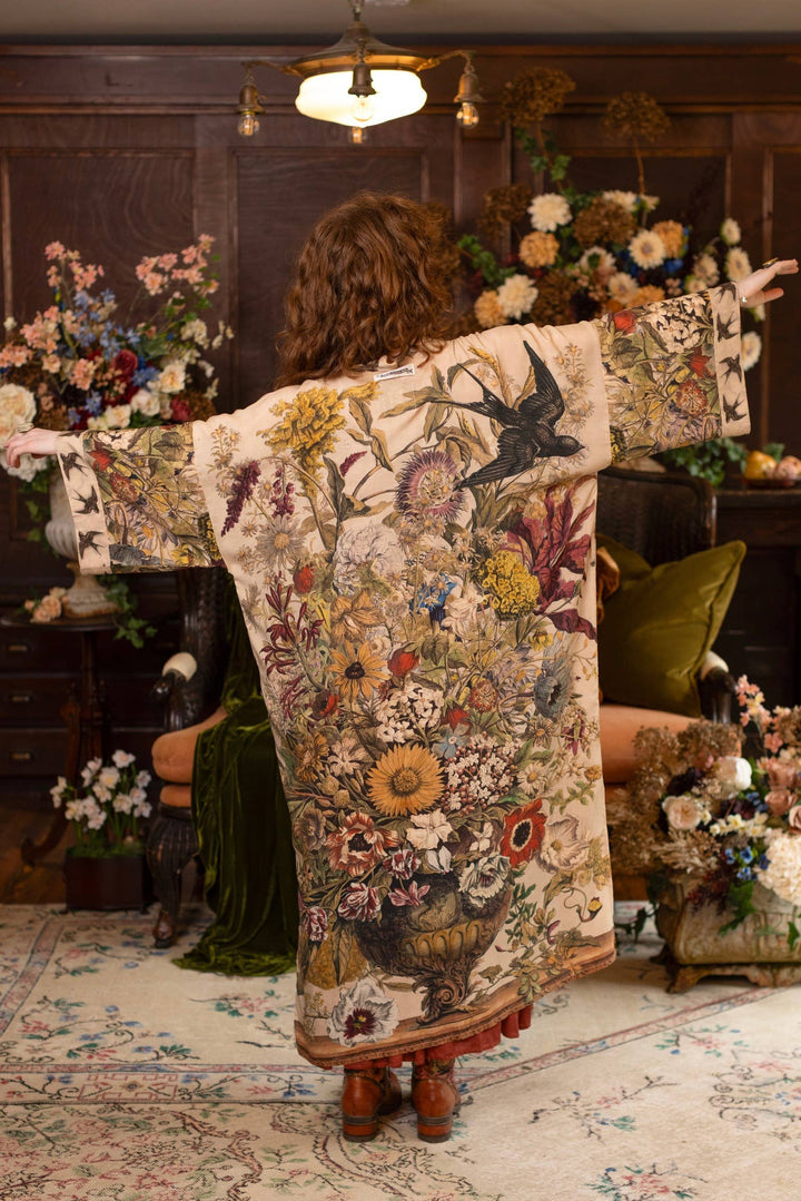 Golden Hour Opera Duster Kimono Robe w/ floral print