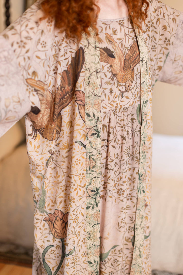 Folklore Opera Duster Kimono Robe w/ Bird of Peace
