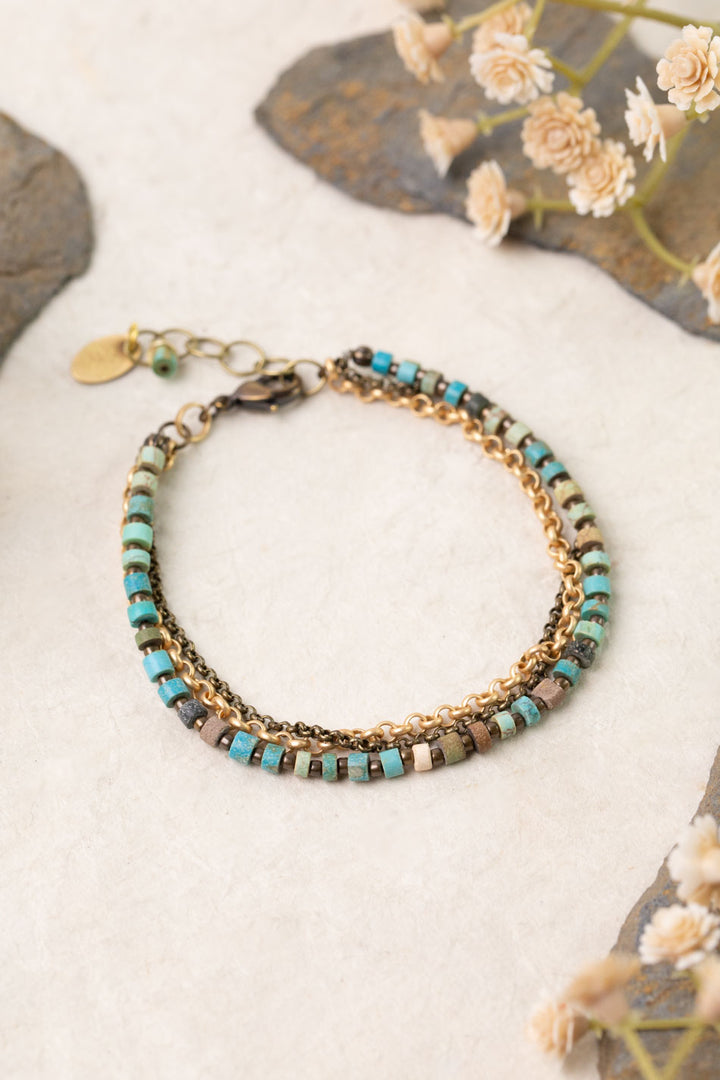 Enlighten 7.5-8.5" Turquoise Multistand Bracelet