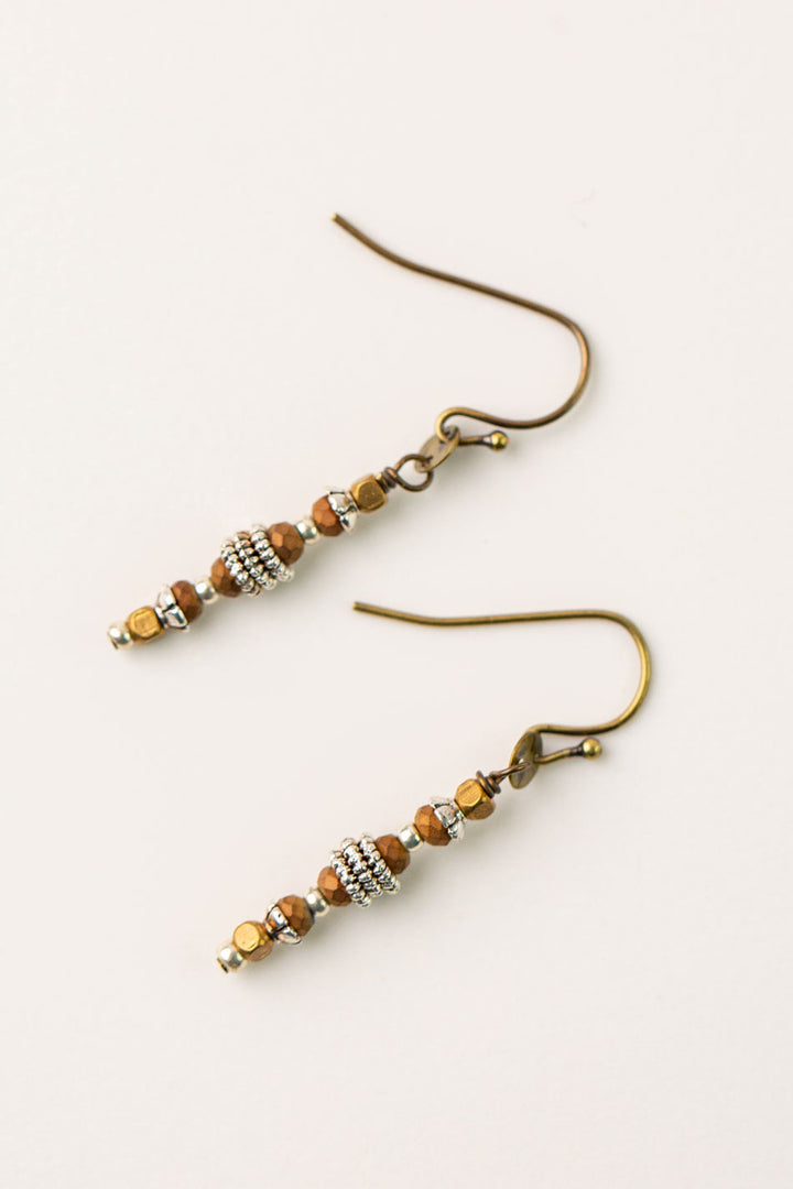 Earthen Antique Brass & Silver Mixed Metal Simple Earrings