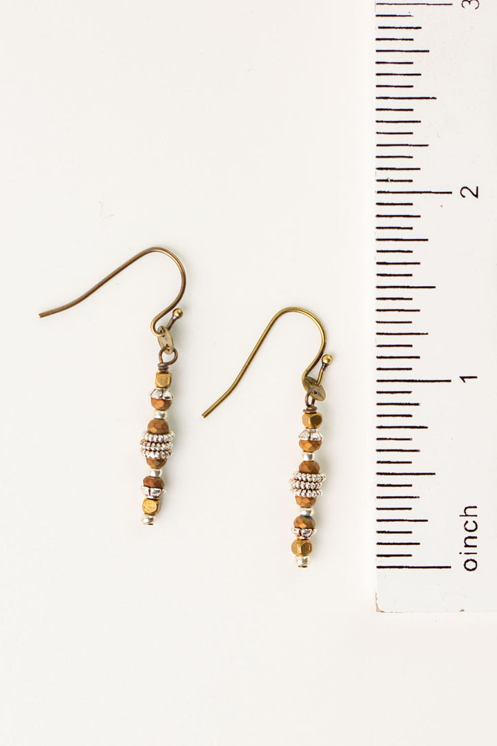 Earthen Antique Brass & Silver Mixed Metal Simple Earrings