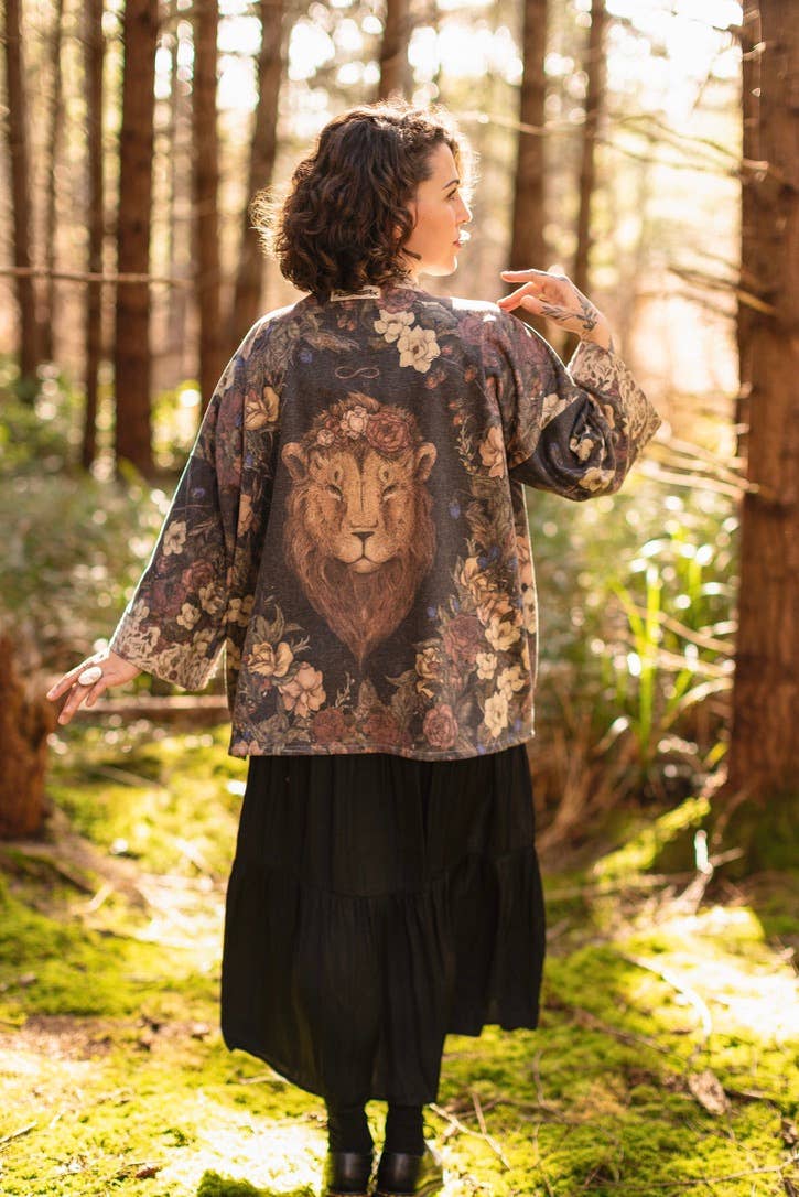 Lionheart Fleece Cottage Cardigan Kimono Jacket