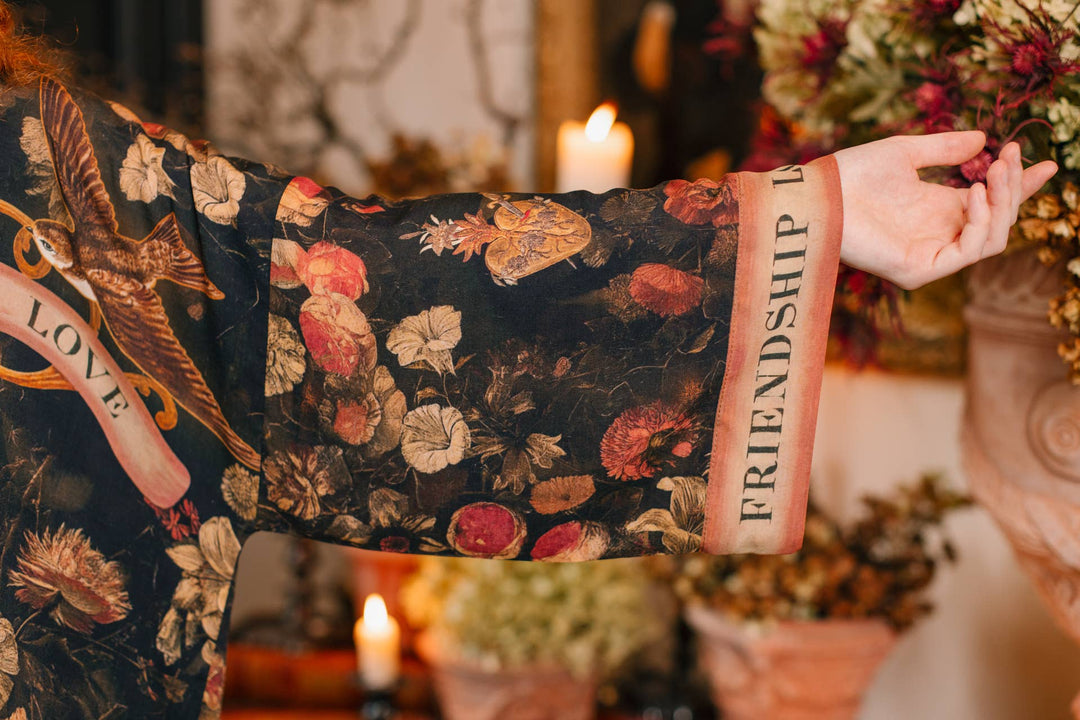 Heart of Gold Pixie Duster Crop Kimono w/ Sacred Heart