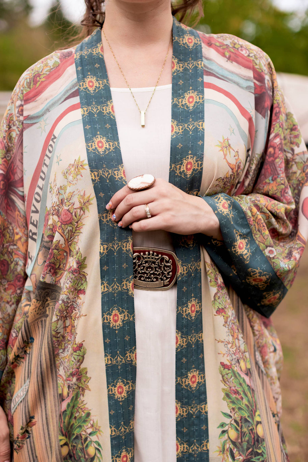 Love Revolution Opera Duster Kimono Robe w/ horse & florals