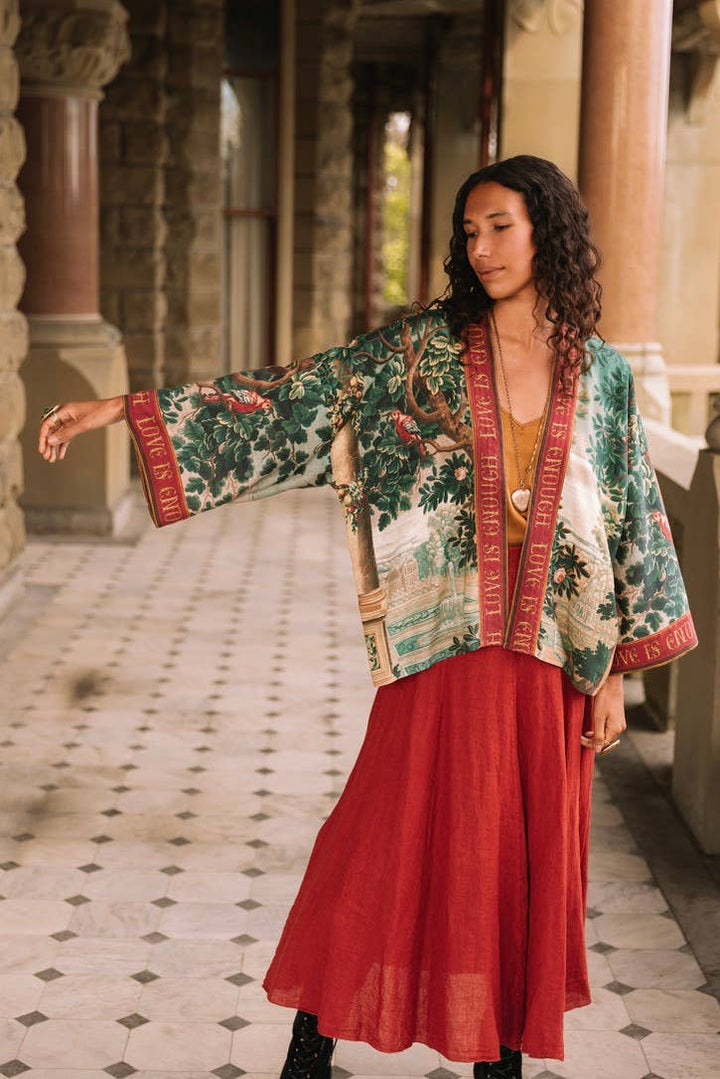 Wildheart Pixie Duster Crop Kimono w/ Unicorn & Castle