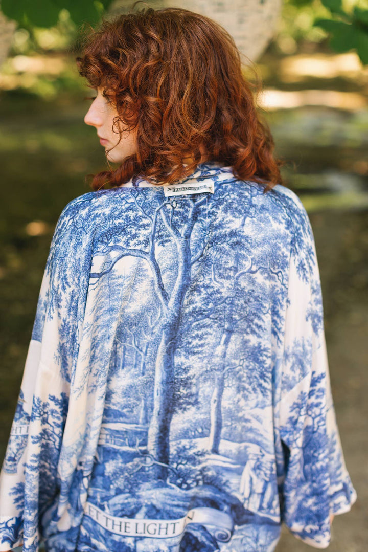 Let The Light In Pixie Duster Cropped Kimono w/ Delft Print