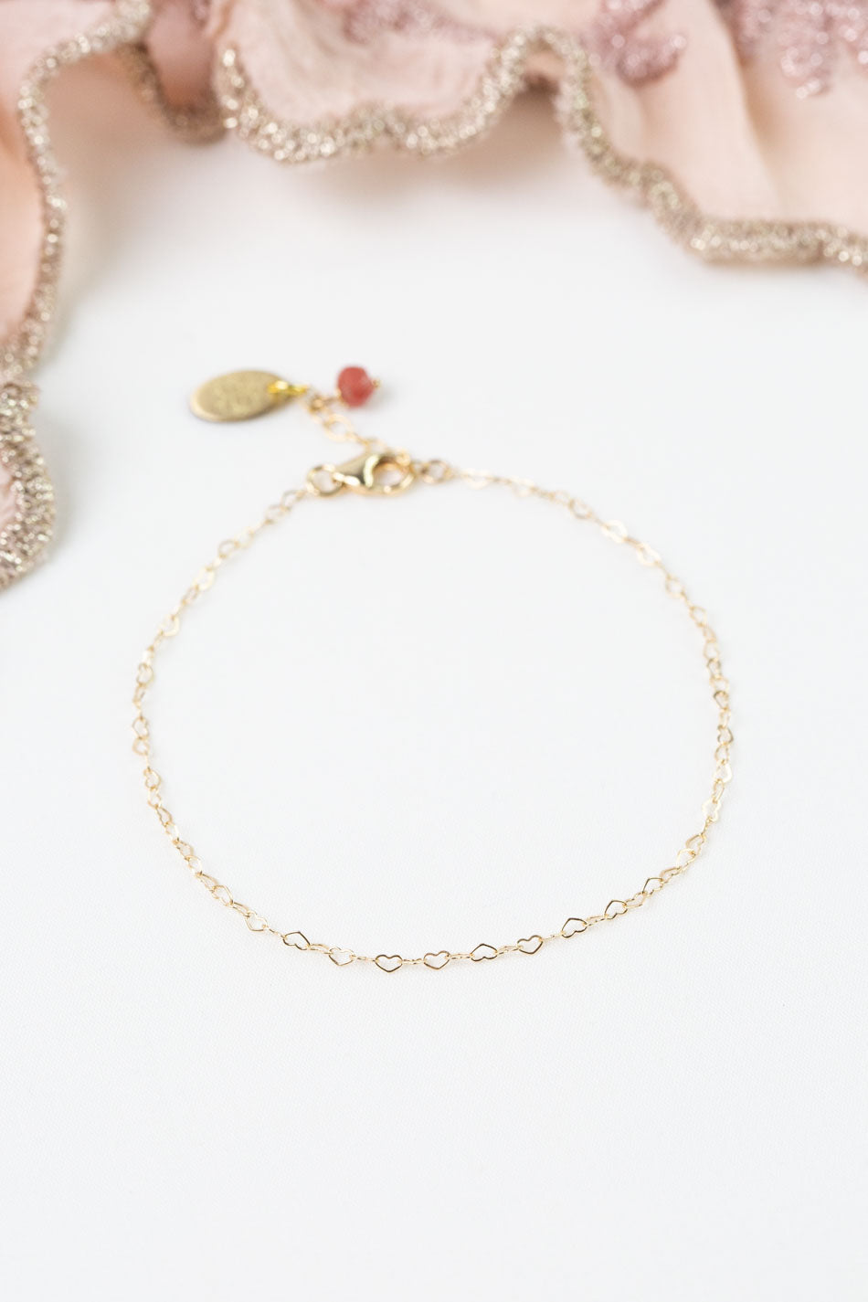 Love 7.5-8.5" Gold Filled Heart Chain Simple Bracelet