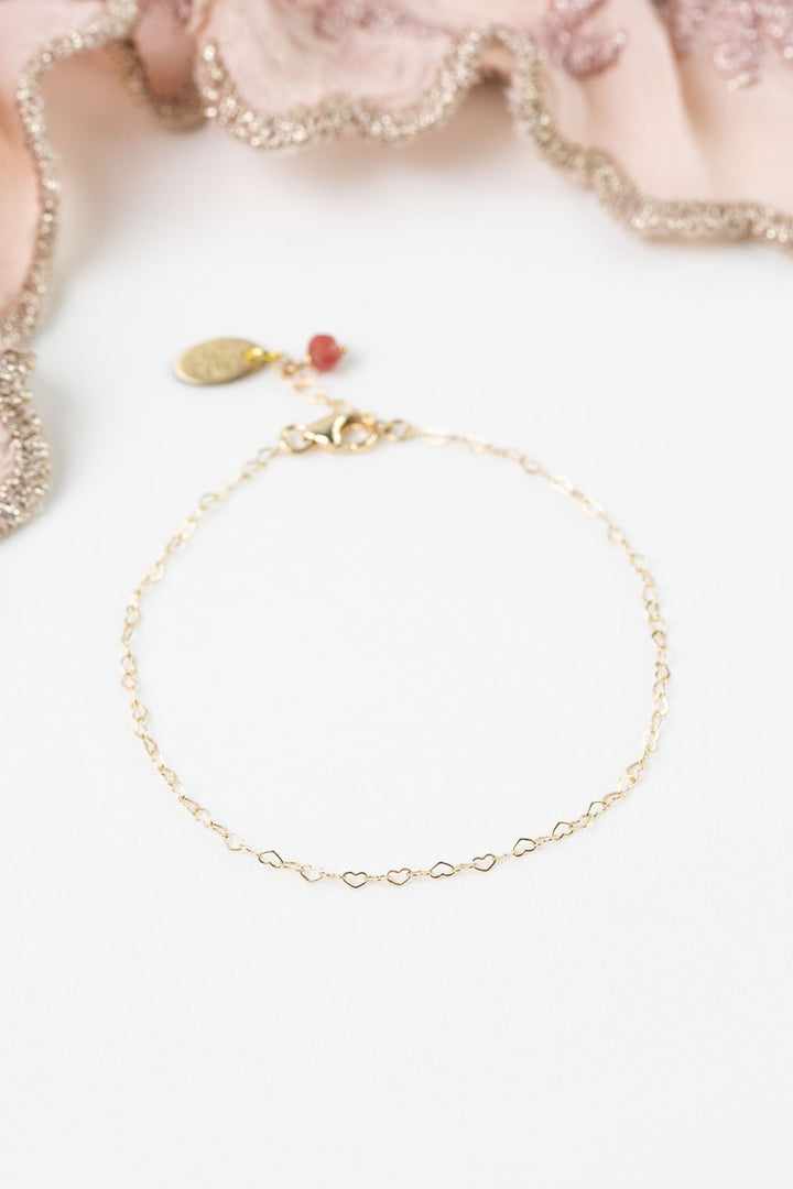 Love 7.5-8.5" Gold Filled Heart Chain Simple Bracelet