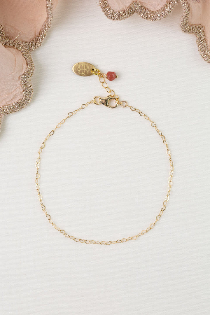 Love 7.5-8.5" Gold Filled Heart Chain Simple Bracelet