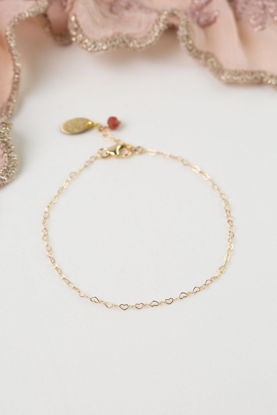 Love 7.5-8.5" Gold Filled Heart Chain Simple Bracelet