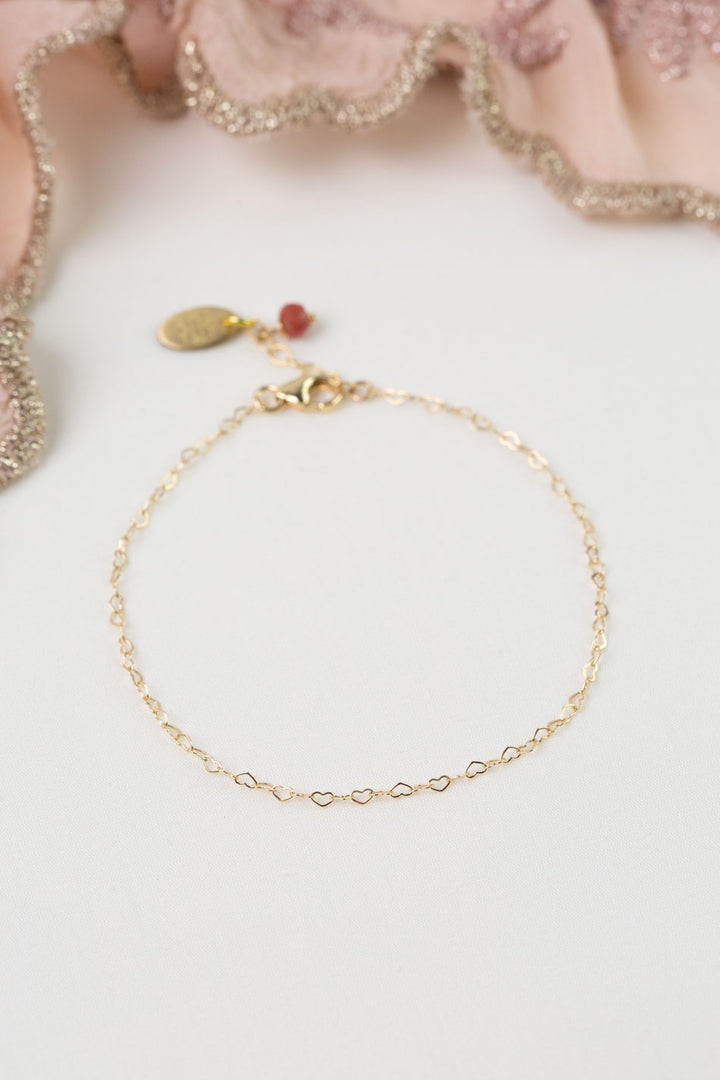 Love 7.5-8.5" Gold Filled Heart Chain Simple Bracelet