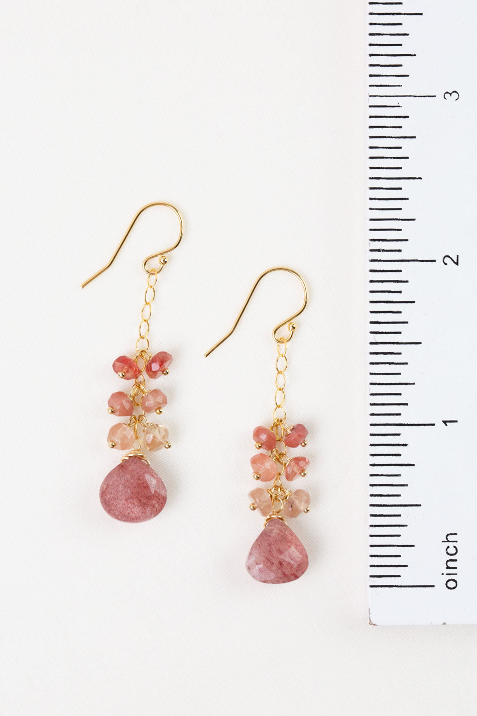 Love Strawberry Quartz Briolette Cluster Earrings